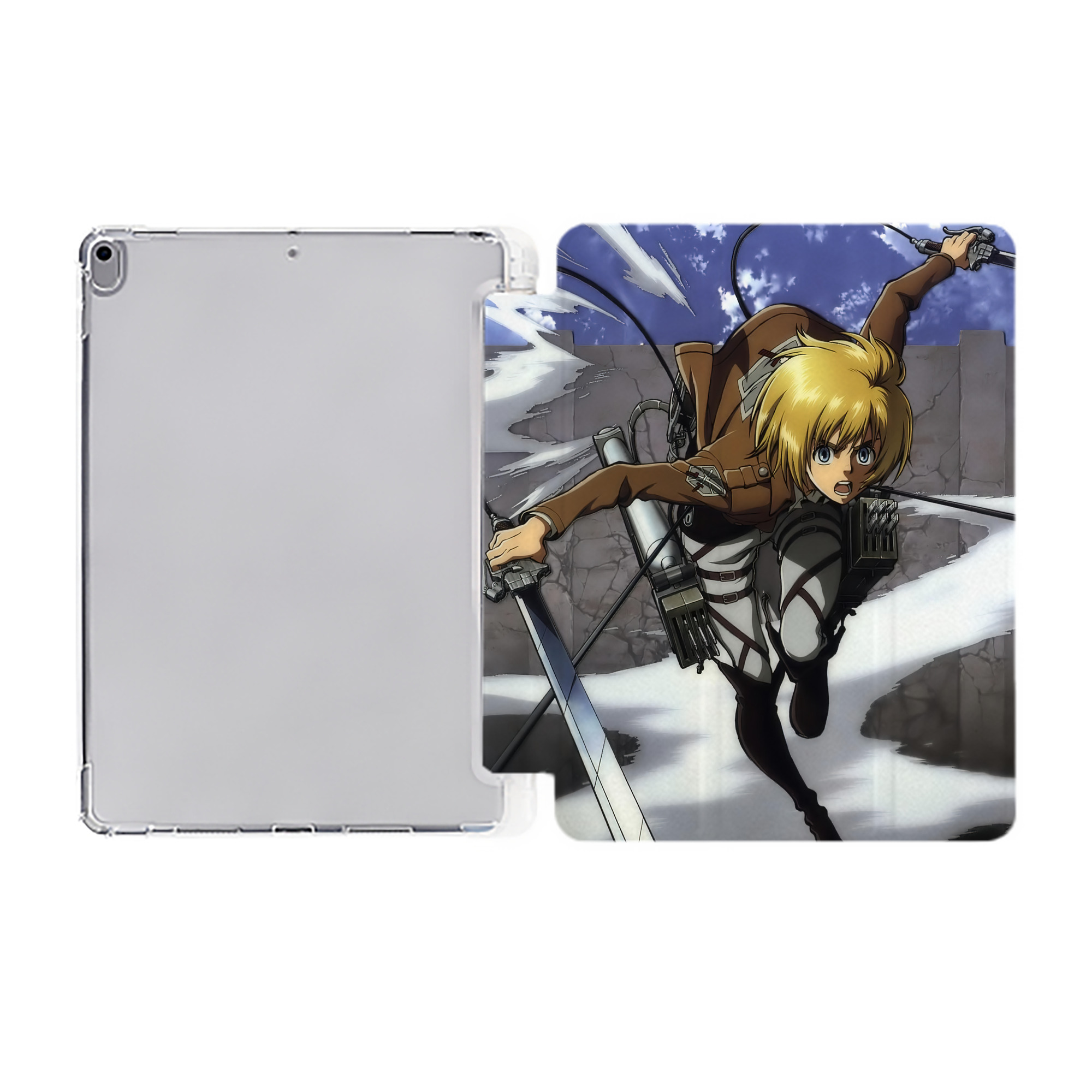 （画像用） 進撃の巨人 Attack on Titan IPad ケース ペン収納付き 三つ折りスタンド PUレザー×シリコン 対応機種9.5/10.5/10.9インチ